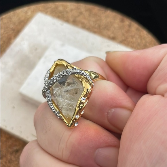 Alexis Bittar Gold and Silver Statement Ring with Crystal Accent - Picture 4 of 6